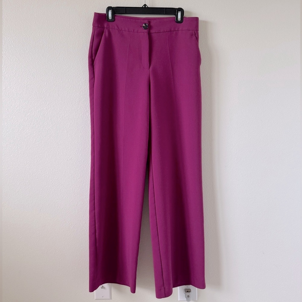 Mango Wide Leg Pants in Magenta